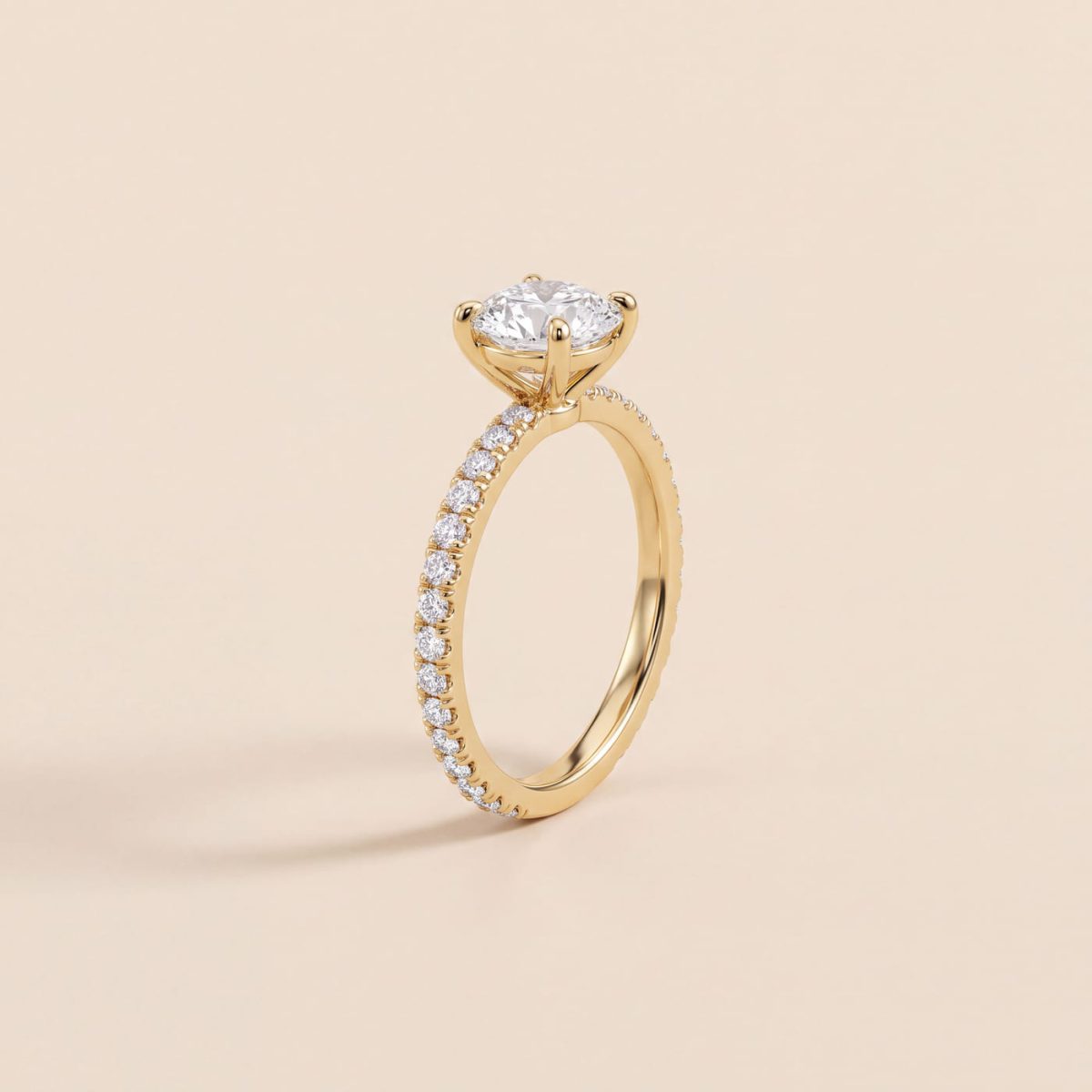 Pavé Band Solitaire — lab-grown diamond