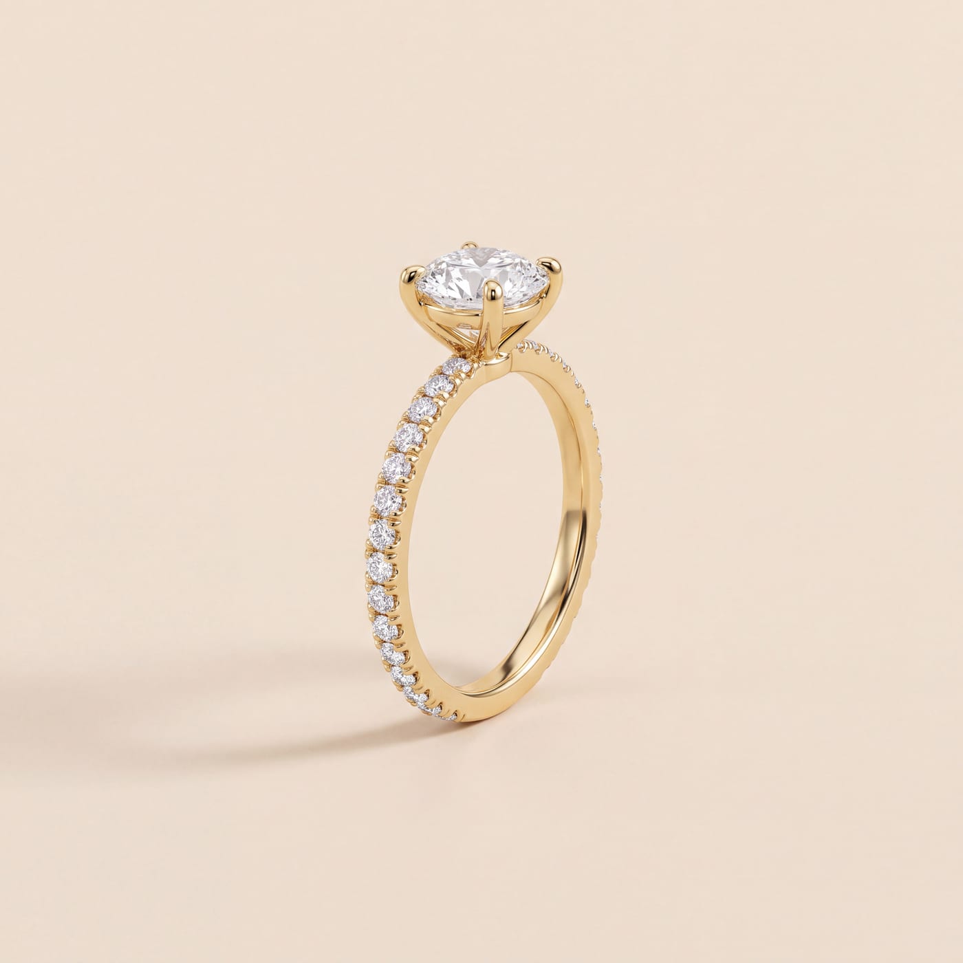 Pavé Band Solitaire — lab-grown diamond